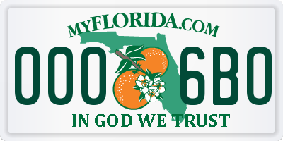 FL license plate 0006BO