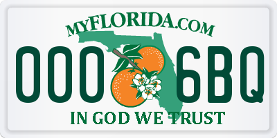 FL license plate 0006BQ