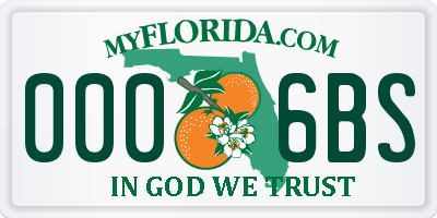 FL license plate 0006BS