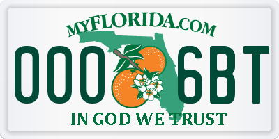 FL license plate 0006BT