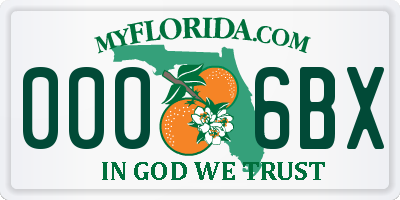 FL license plate 0006BX