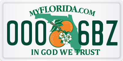 FL license plate 0006BZ