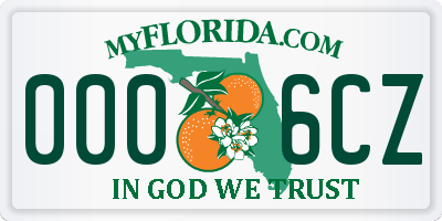 FL license plate 0006CZ