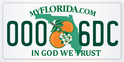 FL license plate 0006DC