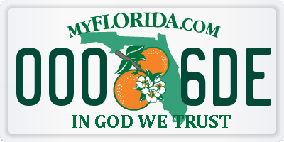 FL license plate 0006DE