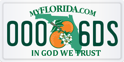 FL license plate 0006DS