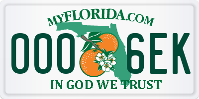 FL license plate 0006EK