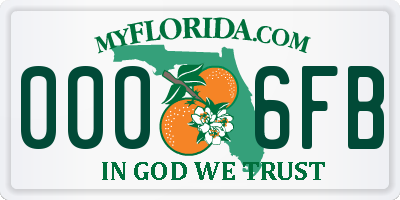 FL license plate 0006FB