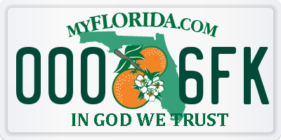 FL license plate 0006FK