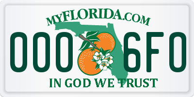 FL license plate 0006FO