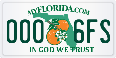 FL license plate 0006FS