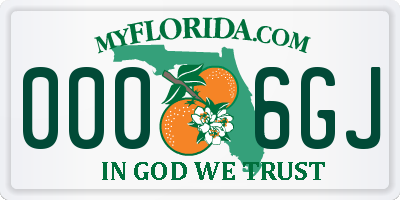 FL license plate 0006GJ