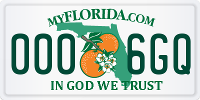 FL license plate 0006GQ