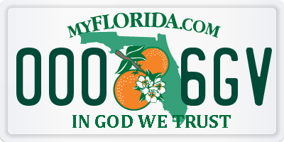 FL license plate 0006GV