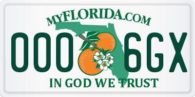 FL license plate 0006GX