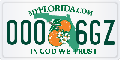 FL license plate 0006GZ