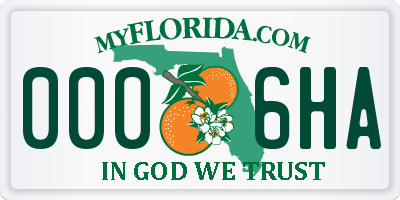 FL license plate 0006HA