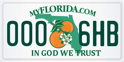 FL license plate 0006HB