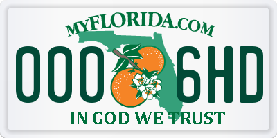 FL license plate 0006HD