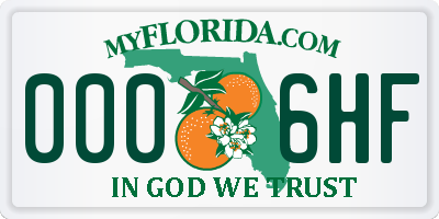 FL license plate 0006HF