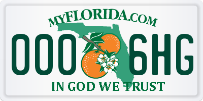 FL license plate 0006HG