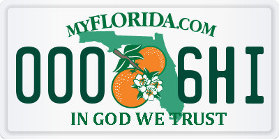 FL license plate 0006HI