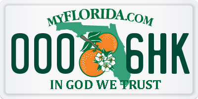 FL license plate 0006HK