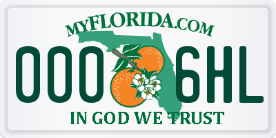 FL license plate 0006HL