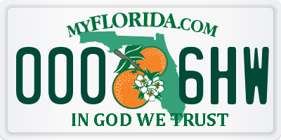 FL license plate 0006HW