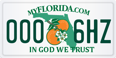 FL license plate 0006HZ