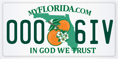 FL license plate 0006IV