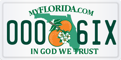 FL license plate 0006IX