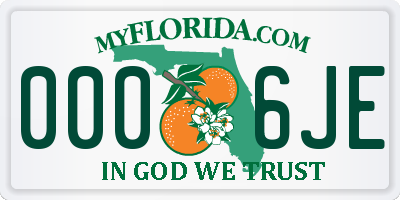 FL license plate 0006JE