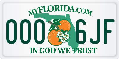 FL license plate 0006JF