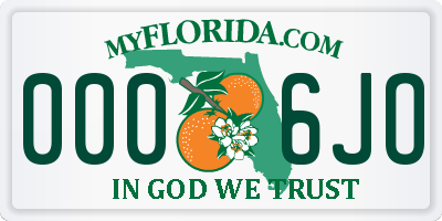 FL license plate 0006JO