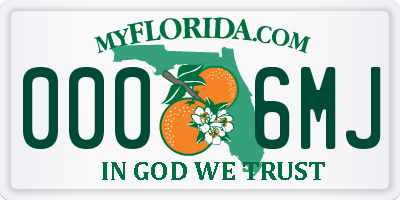 FL license plate 0006MJ