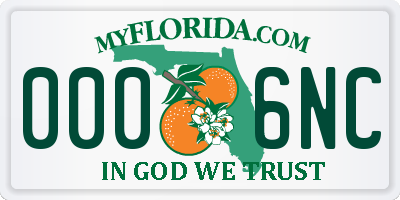 FL license plate 0006NC