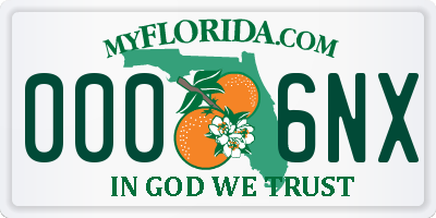 FL license plate 0006NX