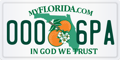 FL license plate 0006PA
