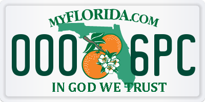 FL license plate 0006PC