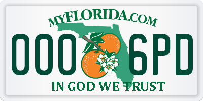 FL license plate 0006PD