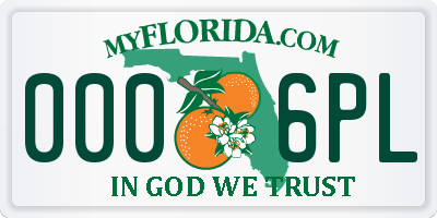 FL license plate 0006PL