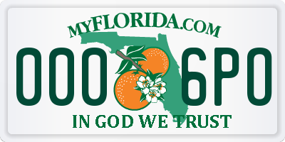 FL license plate 0006PO