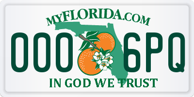 FL license plate 0006PQ