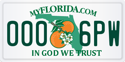 FL license plate 0006PW