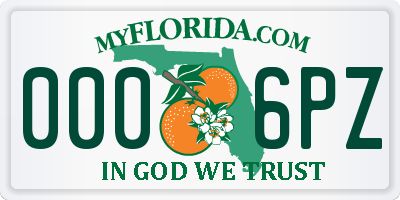 FL license plate 0006PZ