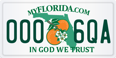 FL license plate 0006QA