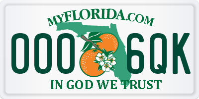 FL license plate 0006QK