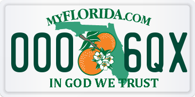 FL license plate 0006QX