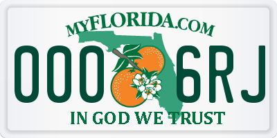 FL license plate 0006RJ